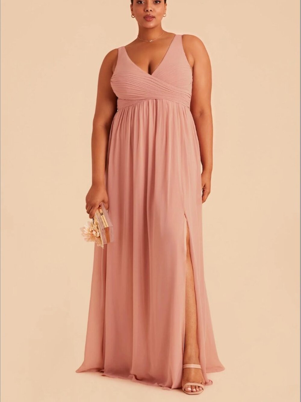 Birdy Grey Size 3X Laurie Dusty Rose Chiffon Formal Wedding Guest Maxi Dress